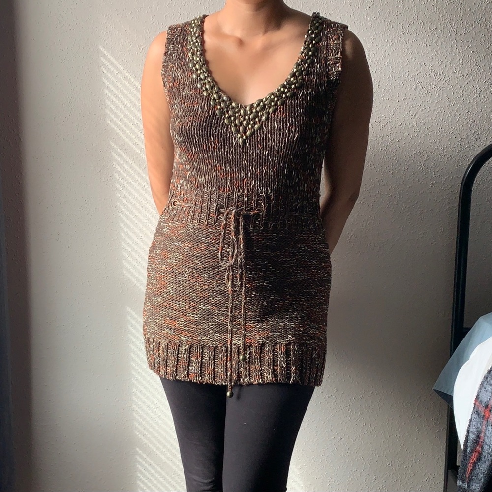 Medium Brown BCBG Crocheted Tunic